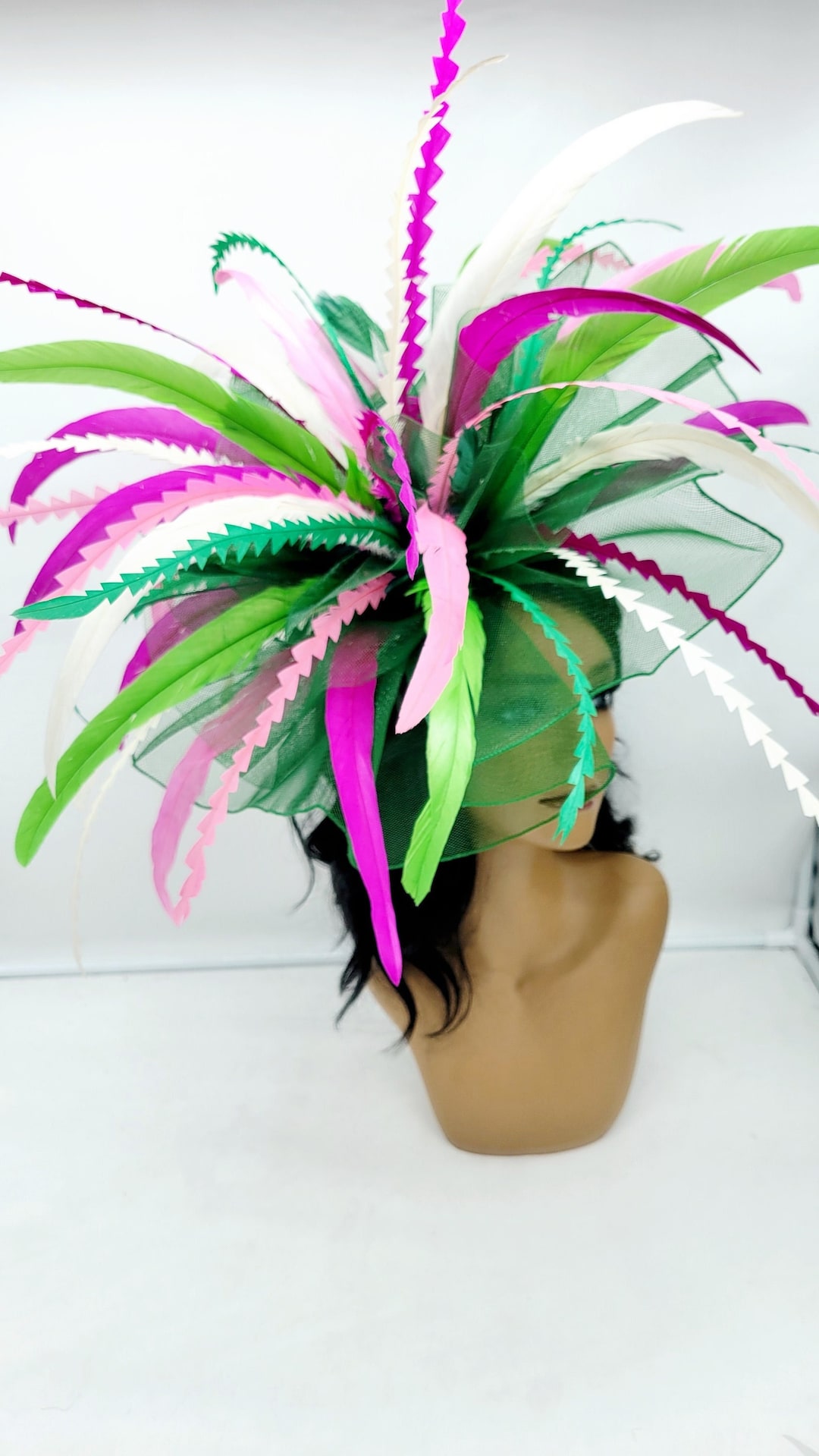 Extra Large Green Kentucky Derby Fascinator, Multi Green, Race Hats