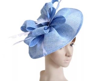 Light Blue Kentucky Derby Fascinator Hat - Wedding Hat, Kentucky Derby Hat, Race Hat, Bridal Hat, Church Hat, Easter Hat