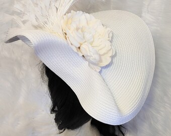 Kentucky Derby Hat White Derby Fascinator Hat Statement – Race Day Ready VALERA KENTUCKY DERBY HAT - Off White - Gold Coast Couture main image 3