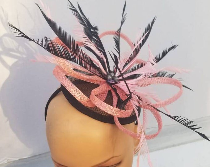 BlacK and Pink Kentucky Derby Fascinator - Wedding Hat, Bridesmaids, Race, Kentucky Derby, Tea Party,  Church, Easter