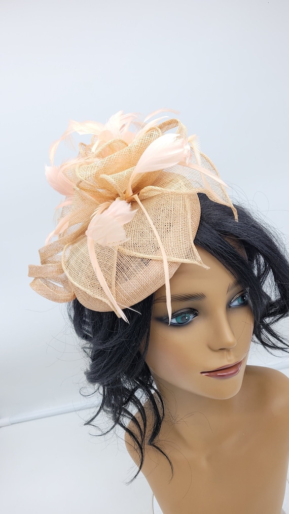 Champagne Kentucky Derby Fascinator - Wedding Hat  display picture 2