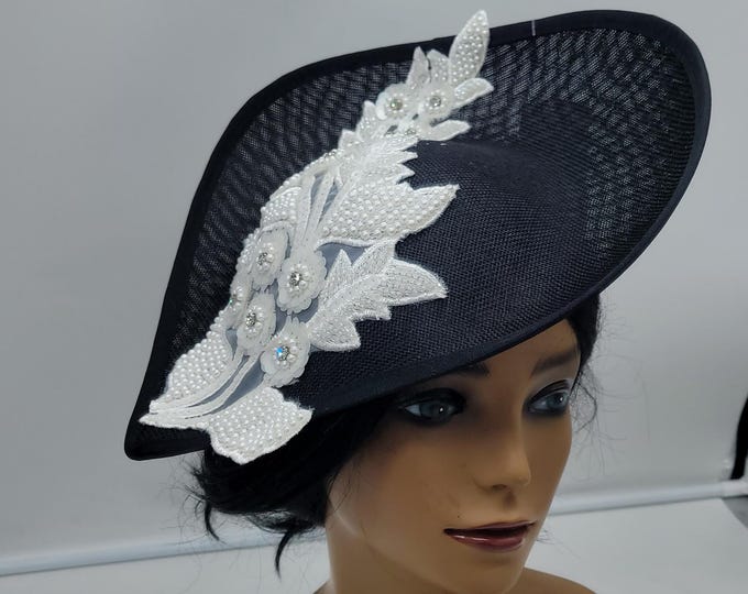 Black and White Kentucky Derby Hat: Tea Party Bridal Race Hat