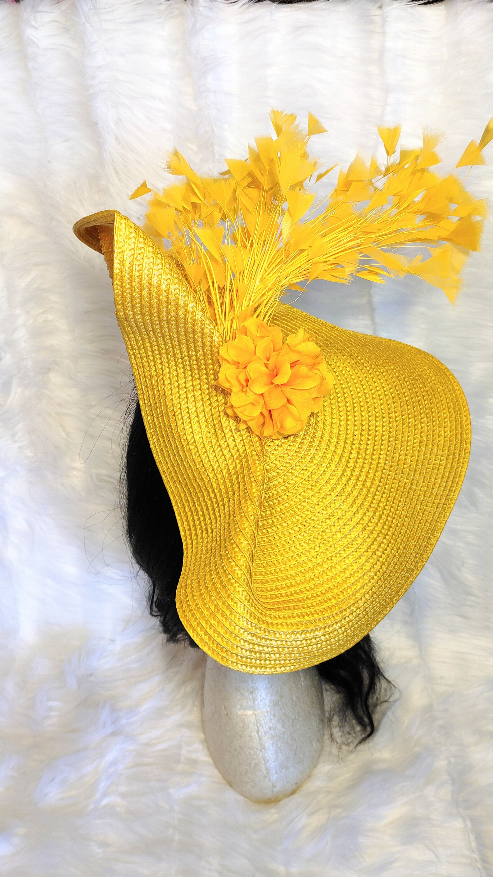 Yellow Kentucky Derby Fascinator Large Wedding Hat Race Hat Etsy