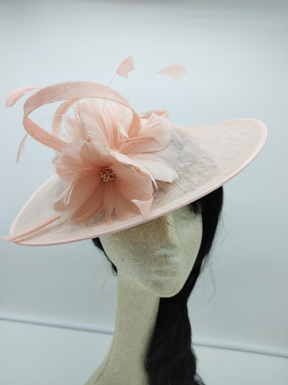 Pale Pink Sinamay Fascinator: Kentucky Derby Wedding Hat - Etsy display picture 2