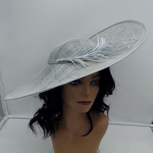 Large Silver/Blue fascinator - Wedding Hat, Kentucky Derby Hat, Race Hat, Easter Hat, Bridal Hat, Church Hat, Fancy Hat