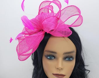 Hot Pink Kentucky Derby Fascinator: Feathered Wedding Race Hat