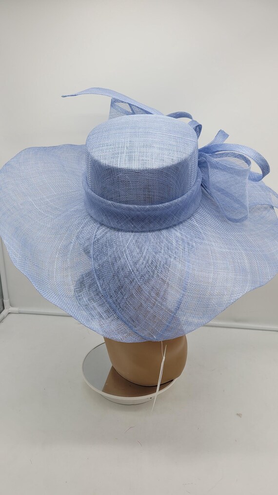 Large Light Blue Sinamay Derby Hat: Elegant Wedding Race Day  display picture 1