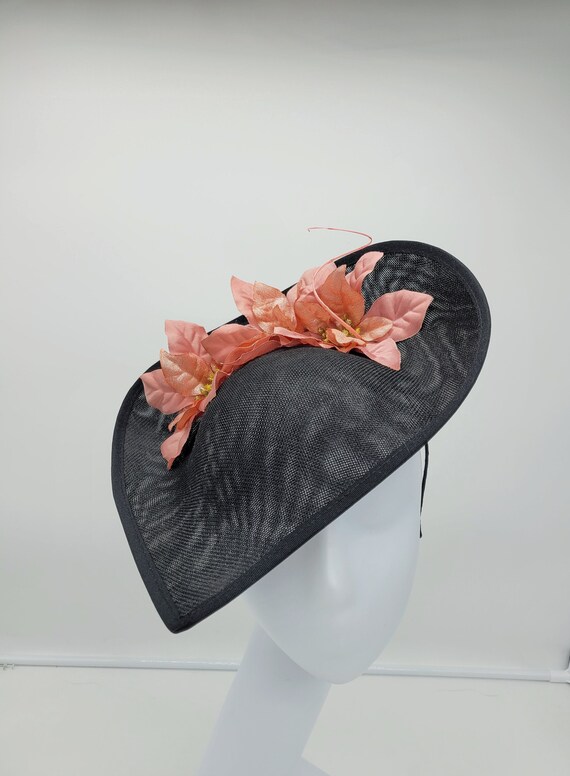 Black Kentucky Derby Hat: Blush Flower Wedding Fascinator - Etsy display picture 1