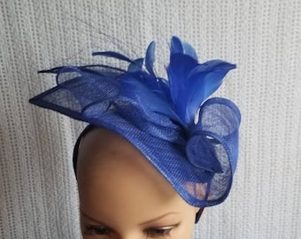 Royal Blue Kentucky Derby Fascinator, Wedding Hat, Royal Ascot Hat, Tea Party Hat, church