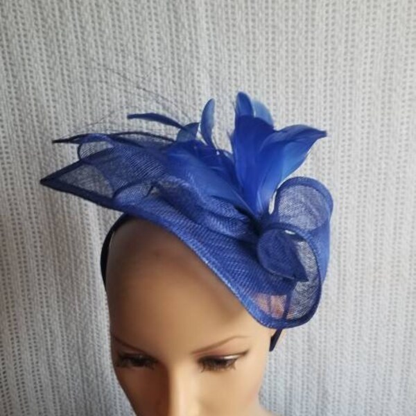 Royal Blue Kentucky Derby Fascinator, Wedding Hat, Royal Ascot Hat, Tea Party Hat, church