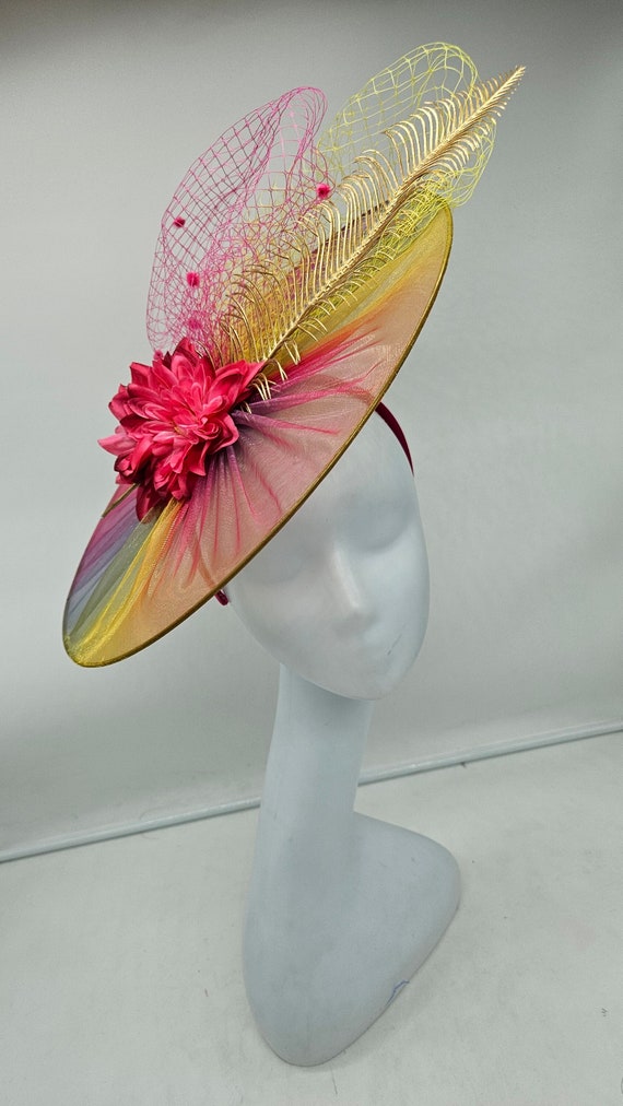 Pink Fascinator Hat: Feathered Kentucky Derby Headband - Etsy display picture 3