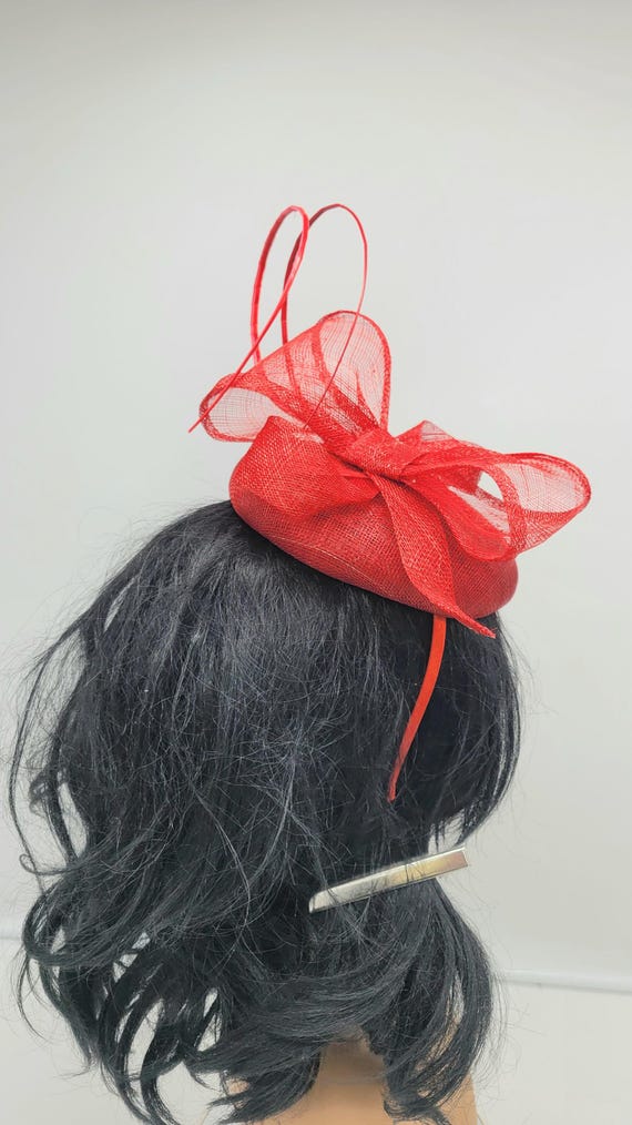 Red Sinamay Kentucky Derby Fascinator: Wedding & Tea Party  display picture 2