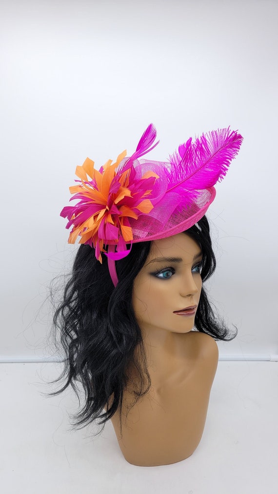 Fascinator Con Fiore E Piume Per Donna: Copricapo Elegante Con Fermaglio/Fascia Per Matrimoni E Tea Party (Nero/Rosso)
