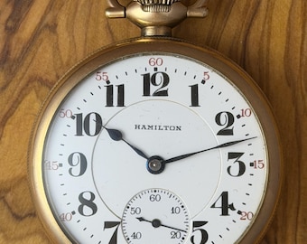 1921 Vintage Hamilton Railroad 992 21j Pocket Watch, with 10K Gold-filled Case