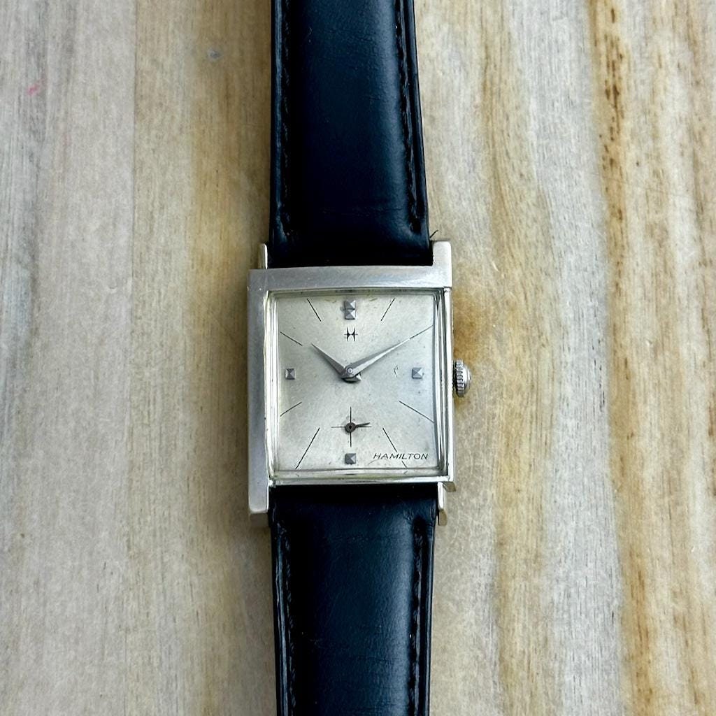 1962-1969 Hamilton Blade Wrist Watch.  10K Goldfilled white gold case with Grade 770 Movement Running