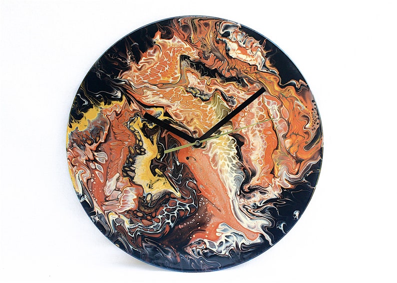 Pour Peinture Vinyl Record Horloge En Or De Cuivre Noir à La Etsy