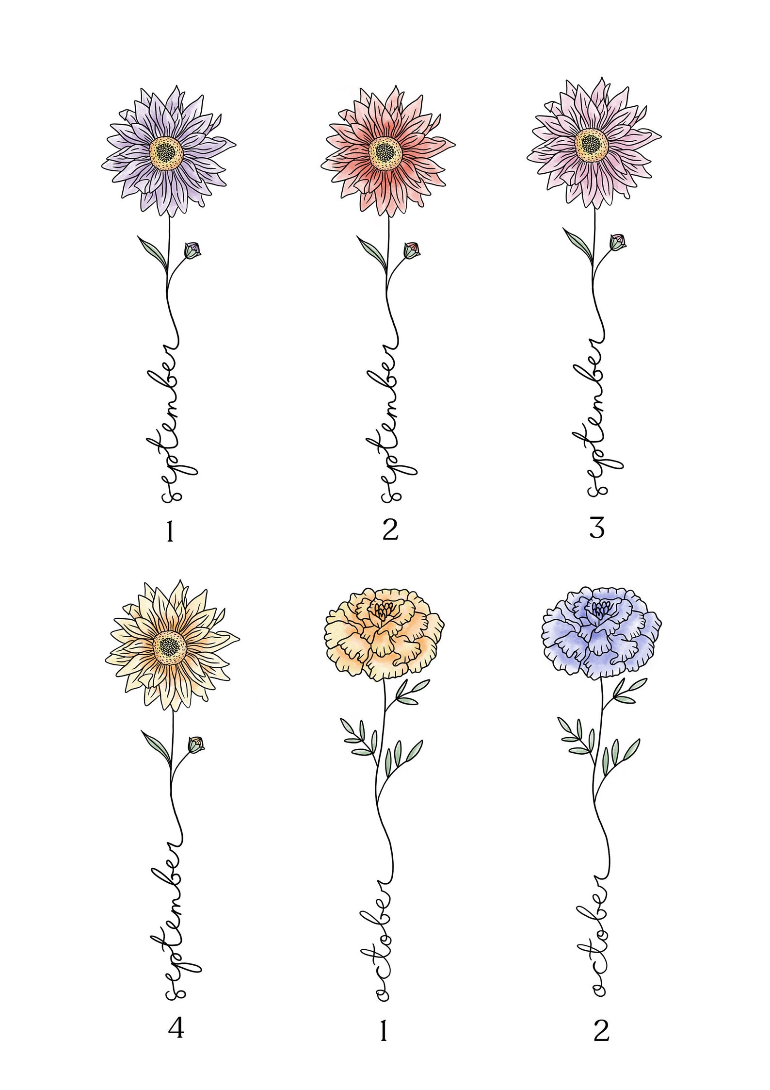 Family Flower Print Birth Month Flowers Anniversary Etsy