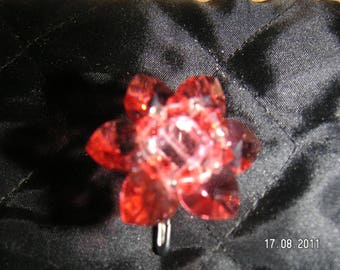 BAGUE en perles de SWAROVSKI "Fleur Rose"