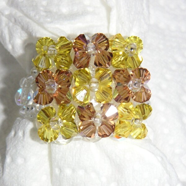 BAGUE Swarovski "LINA Jaune et Beige"