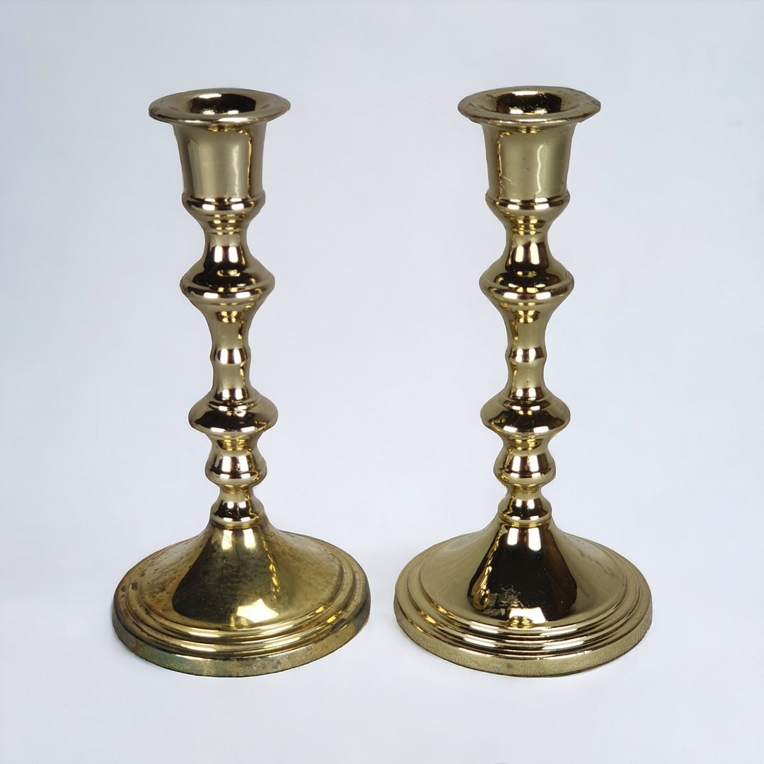 Vintage Round Brass Candlesticks Baluster Column 20mm Candle Etsy
