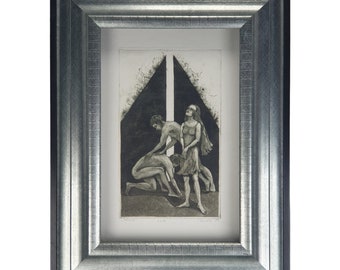 Vintage '99 Aquatint Polish Artist Justyna Kopecka Dark Chiaroscuro Ink Triangle