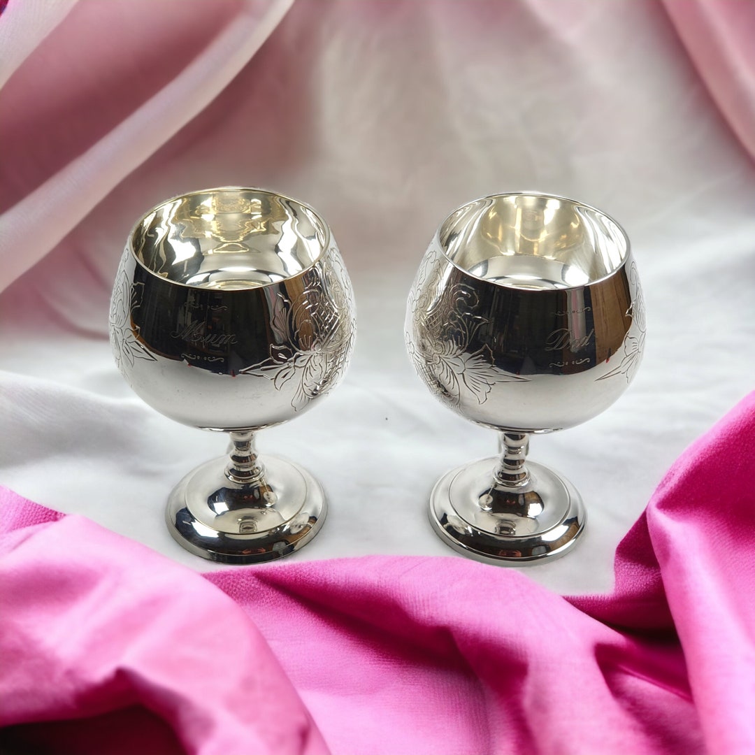 Engraved Silver Plated Goblets 'mum' & 'dad' Etsy