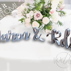 5in. Personalized Centerpiece Wedding Sign STACKABLE Script Sweetheart table, # sign, Mr & Mrs sign - Wedding Day Studio - Fast Shipping!
