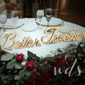 Better Together Sign Sweetheart Table 5&quot; or 3&quot;, Script Gold Glitter, sweetheart table decor, wedding decoration, wedding sign, wedding decor