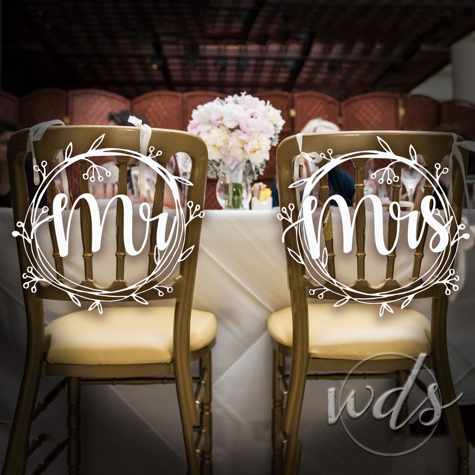 Mr Mrs Chair Signs 12in. Rustic Sketch Sweetheart Table - Etsy