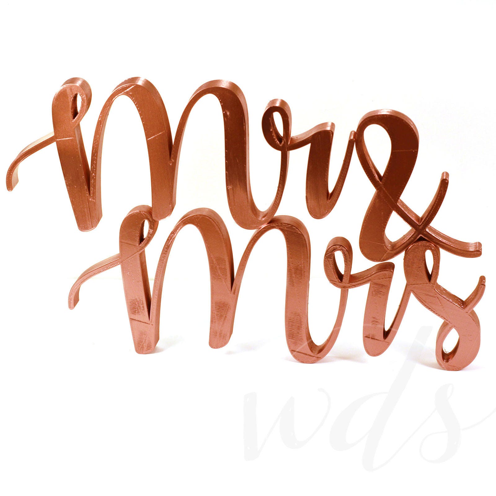 Mr &amp; Mrs Sign 5in. Vintage Script Rose Gold Sweetheart table | Etsy
