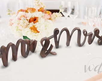 Mr and Mrs Sign, 5in. Dark Walnut finish Sweetheart table sign couples head table decor sweetheart table fall wedding, wedding decor