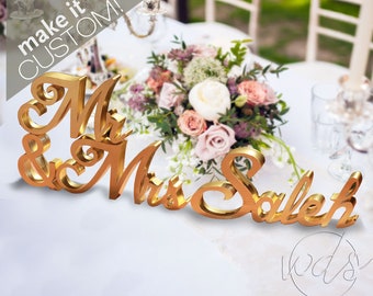 Mr & Mrs Sign, 5in. Family Last Name STACKABLE Script Sweetheart table wedding decoration centerpiece - Wedding Day Studio - Cheap Shipping!