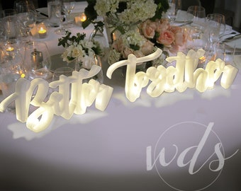 Better Together Lighted Sign 5", w/LED TEALIGHTS, Sweetheart table decor, sweetheart table sign, Mr and Mrs sign, light up sign, lighted