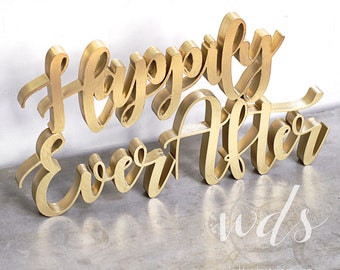 Happily Ever After Sign Sweetheart Table decor, 6" or 3", head table sign, table decor, Mr & Mrs sign, head table decor, Free Shipping