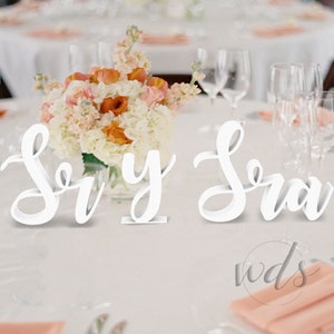 Sr y Sra Sign, Español 5in. sign, Sweetheart table wedding, head table sign, reception centerpiece , español wedding decor, mr & Mrs sign