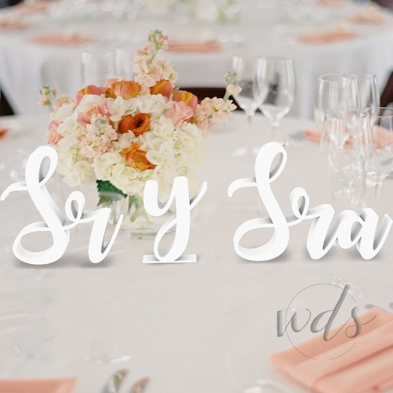 Sr Y Sra Sign Espanol 5in Sign Sweetheart Table Wedding Etsy