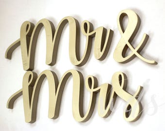 Mr & Mrs Sign, 5in. Sweetheart table sign, Champagne Metallic, head table sign, wedding table decor, Free shipping