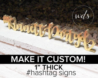 5in. Custom Centerpiece Wedding Sign, # hashtag sign, Script Sweetheart table, # sign, Mr & Mrs sign - Wedding Day Studio - Fast Shipping!