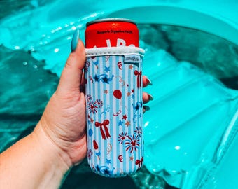 Stars & Stripes Slim Can Sleeve | Insulated Beverage Holder | Can Cooler