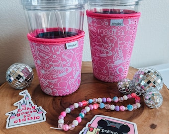 Funda mágica para vasos / Soporte térmico para vasos de bebidas frías / Funda para café con diseño de parque temático