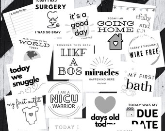 Digital Download Milestone & Inspiration Cards for NICU Stay