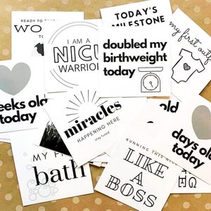 NICU Milestone Cards NICU & Preemie Baby Gift image 1