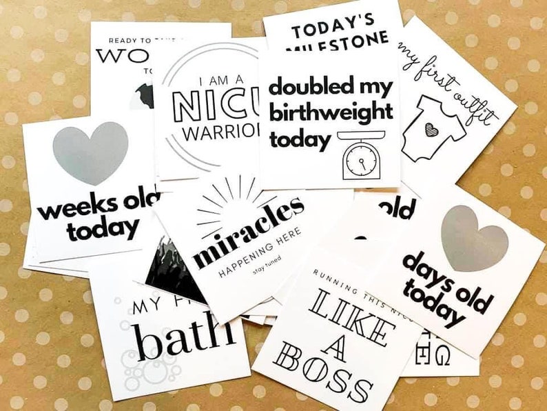 NICU Milestone Cards NICU & Preemie Baby Gift image 1