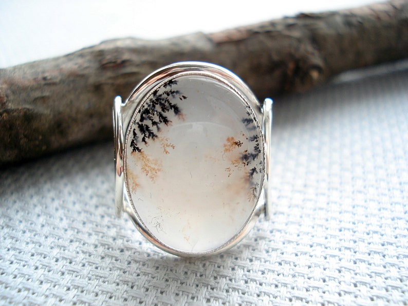 Russian ringring with agatering of silveragatemoss agatedendritic agatebeautiful ringlandscape agatering for womenRussian