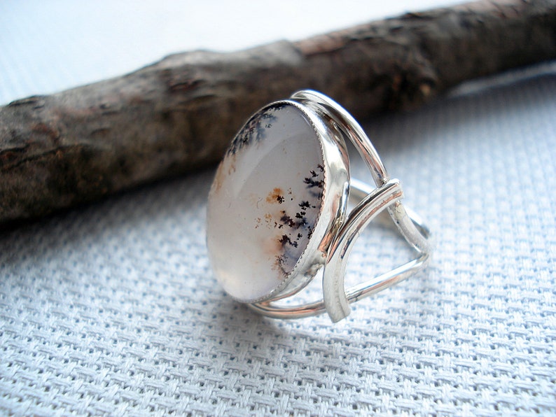 Russian ringring with agatering of silveragatemoss agatedendritic agatebeautiful ringlandscape agatering for womenRussian