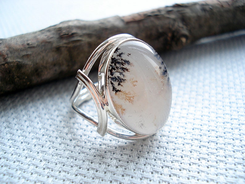 Russian ringring with agatering of silveragatemoss agatedendritic agatebeautiful ringlandscape agatering for womenRussian