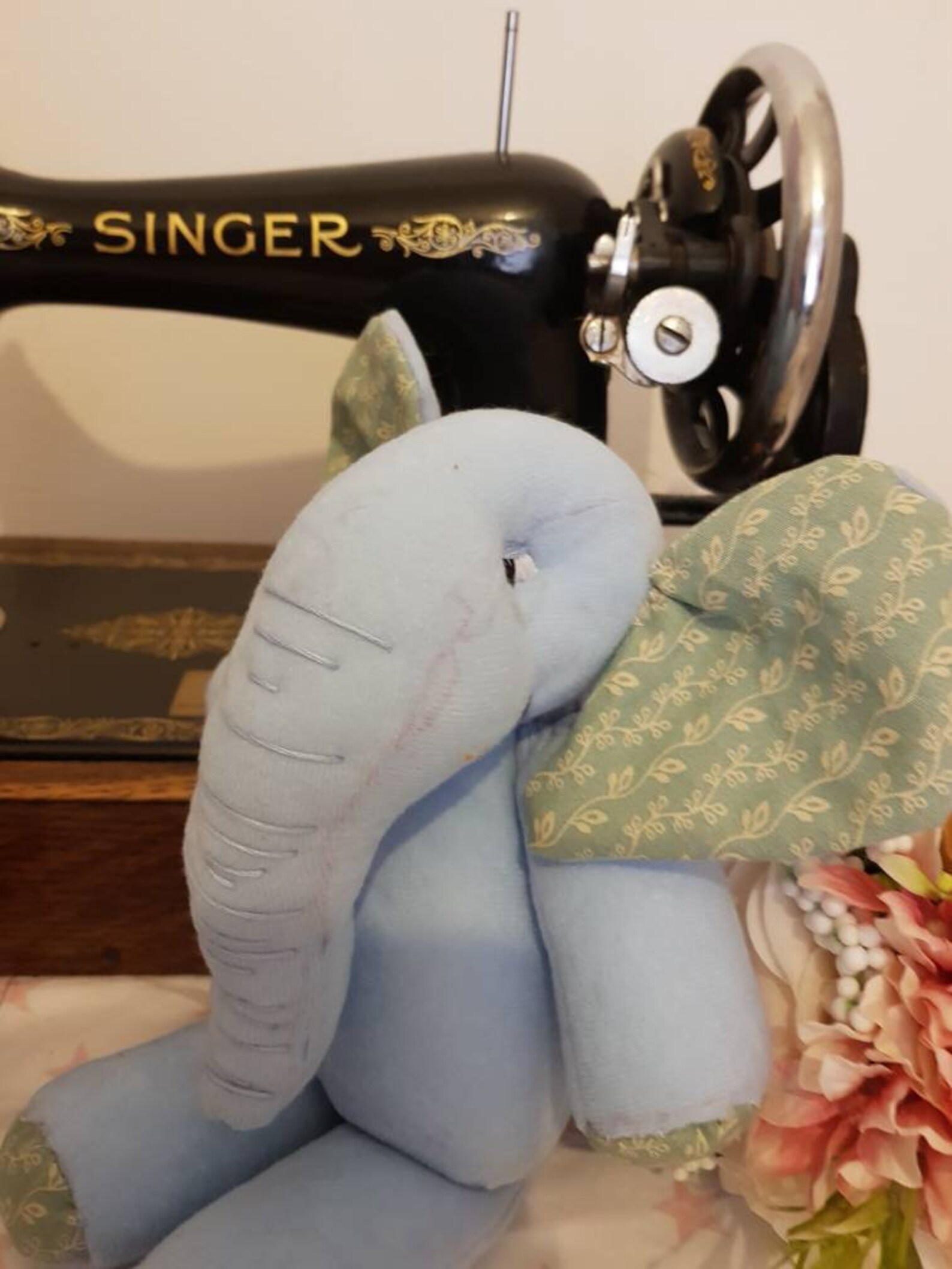 Blue Elephant Figure or Doll. Handmade Elephant With an Etsy