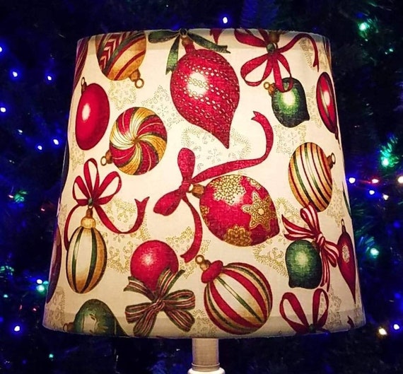 Ornaments And Ribbons Lampshade Christmas Decor Decorator Etsy