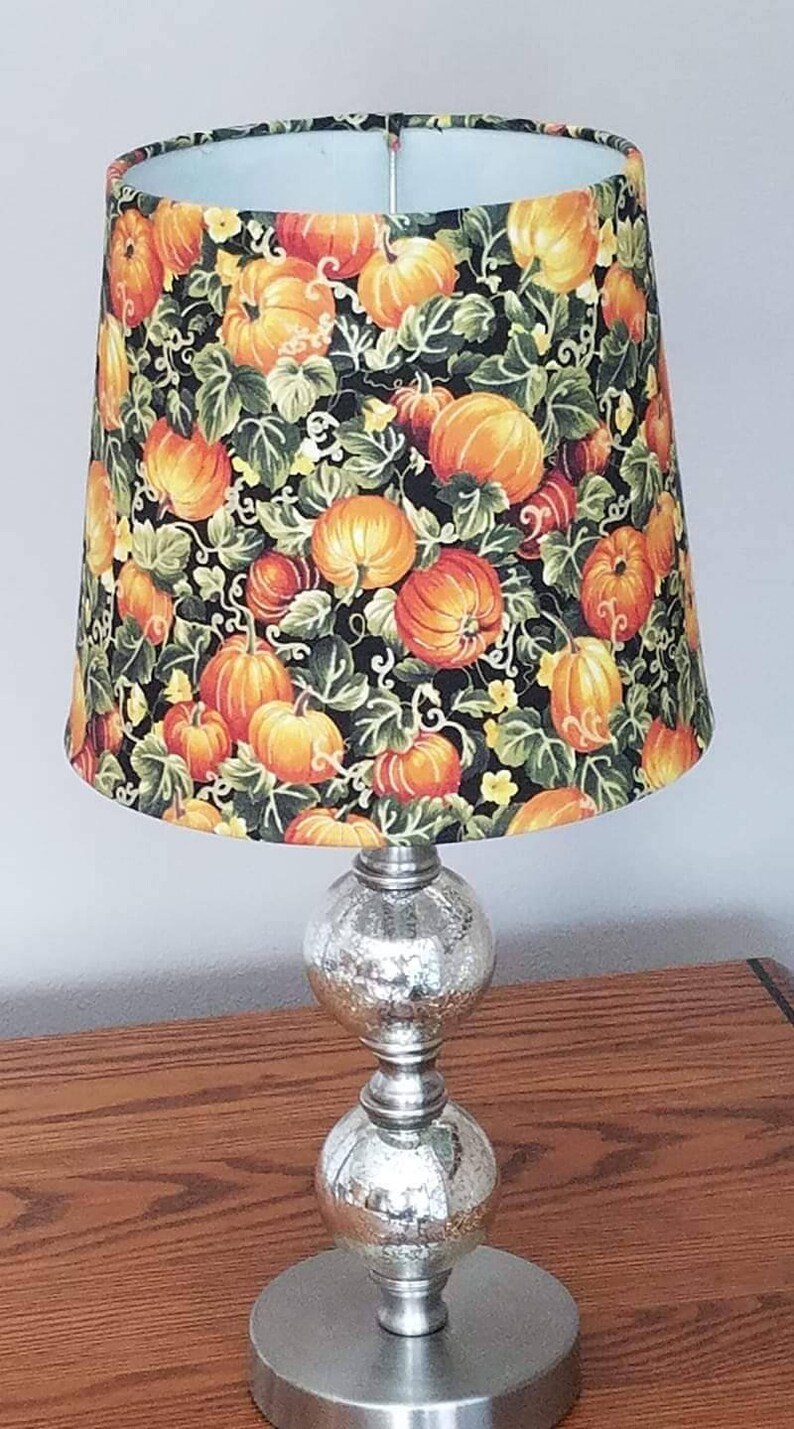 Fall Harvest Lamp Shade Pumpkin Vines Lampshade Decor Thanksgiving Fabric Holiday Lighting Decorating Ideas