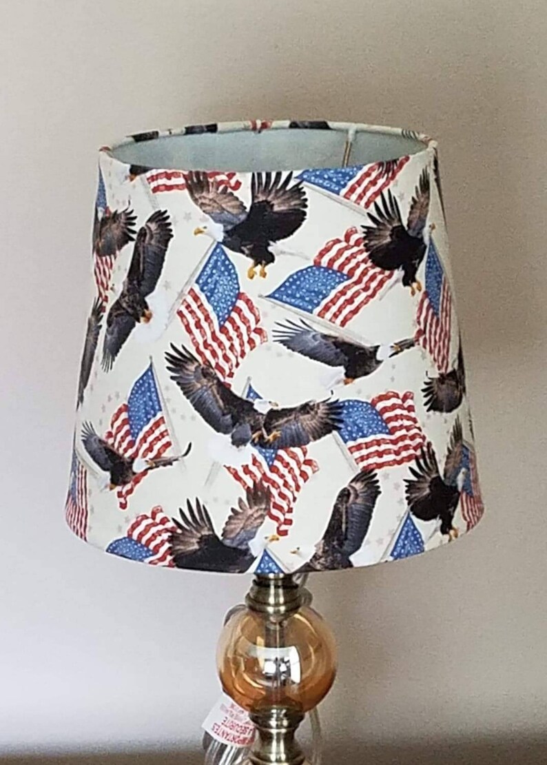Us Flag Lamp Shade American Eagles Lighting Lampshade Printed Mancave Bar Patriotic Memorial Day